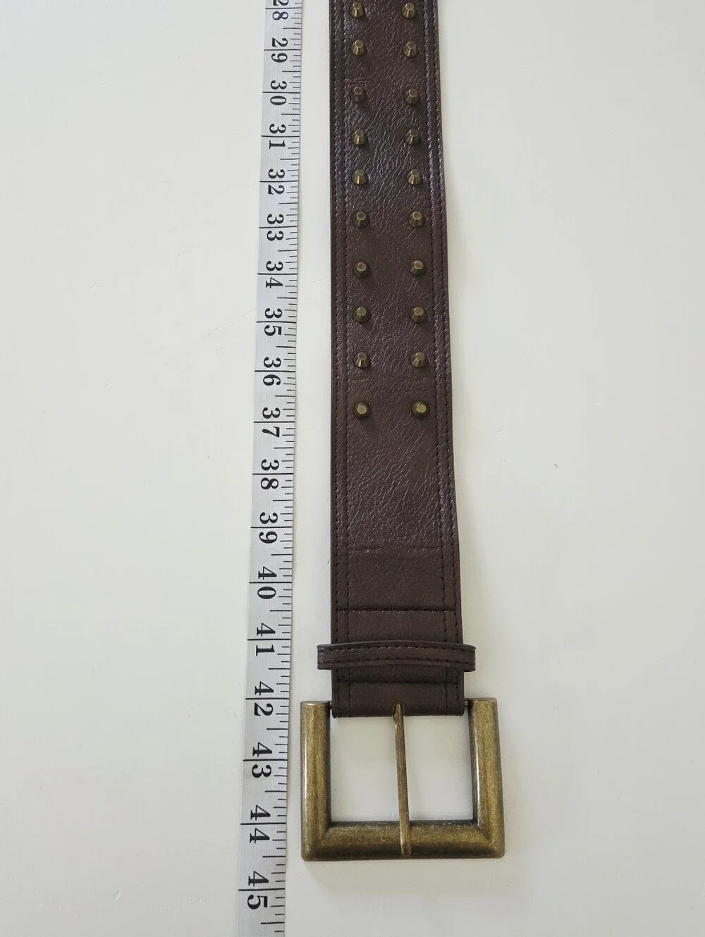 Brown Studded Belt With Gold Buckle.